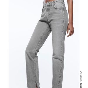 Zara high rise split slim jeans